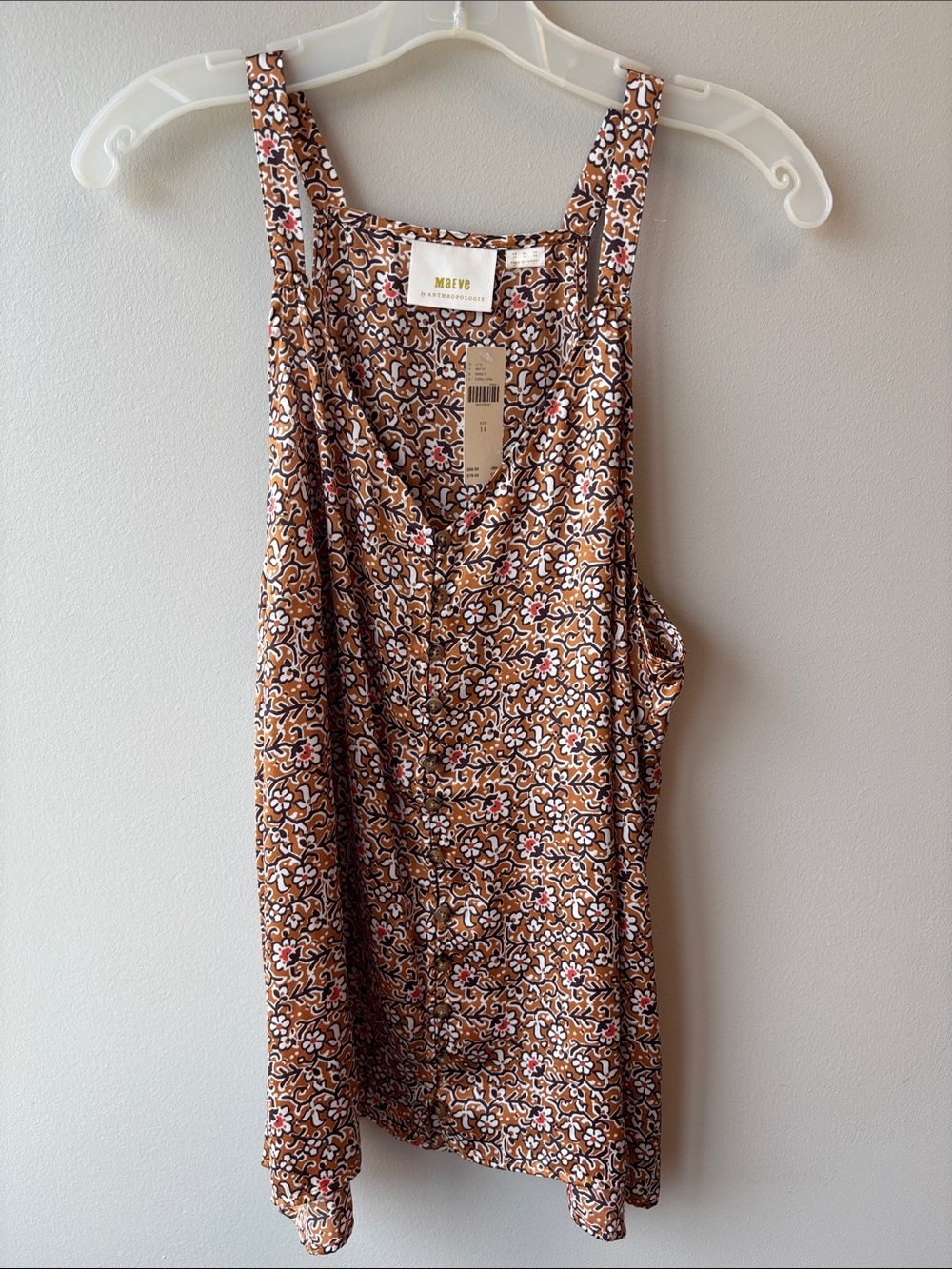 Maeve Brown Floral Button-Front Tank